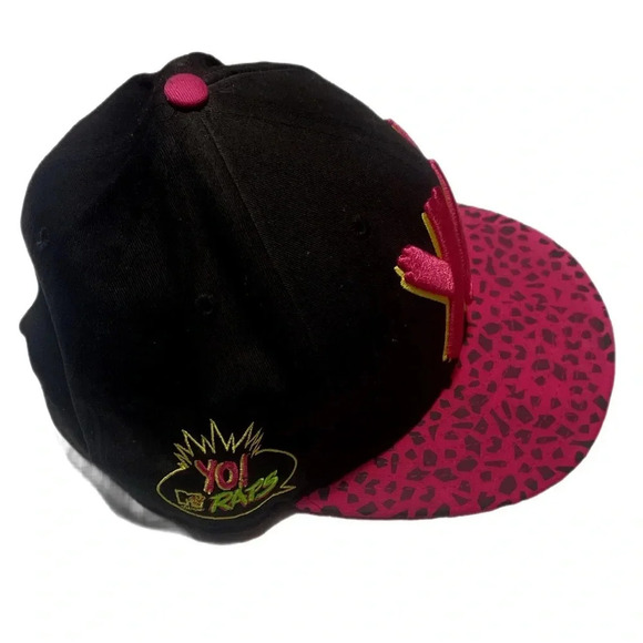 Vintage YO! MTV RAPS 9FIFTY Snapback blck pnk animal athletic casual print hat M - Picture 2 of 5